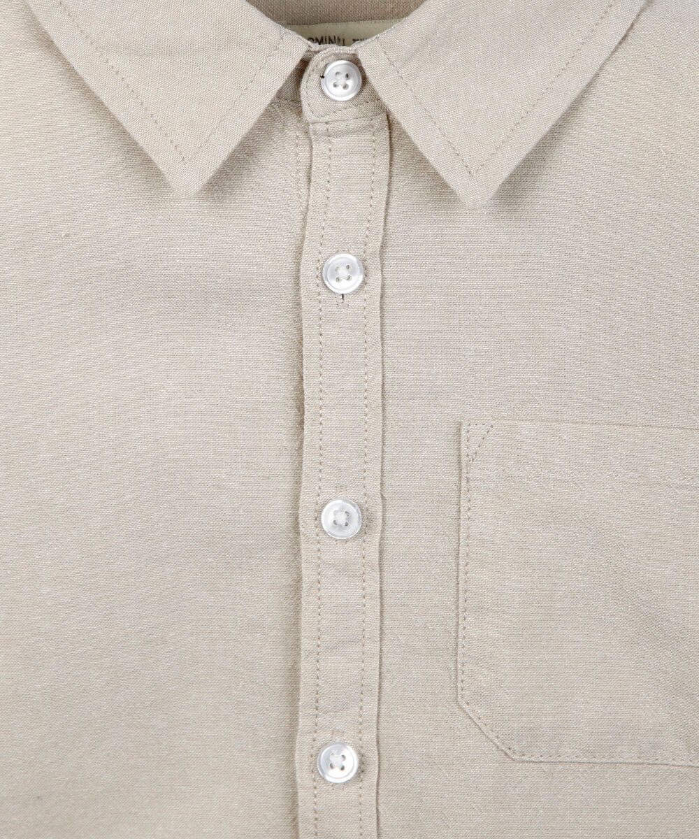 camisa infantil manga longa com bolso bege
