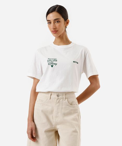camiseta feminina flocado disney off white