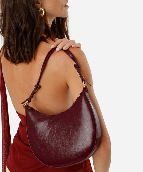 bolsa baguete alça fina vinho