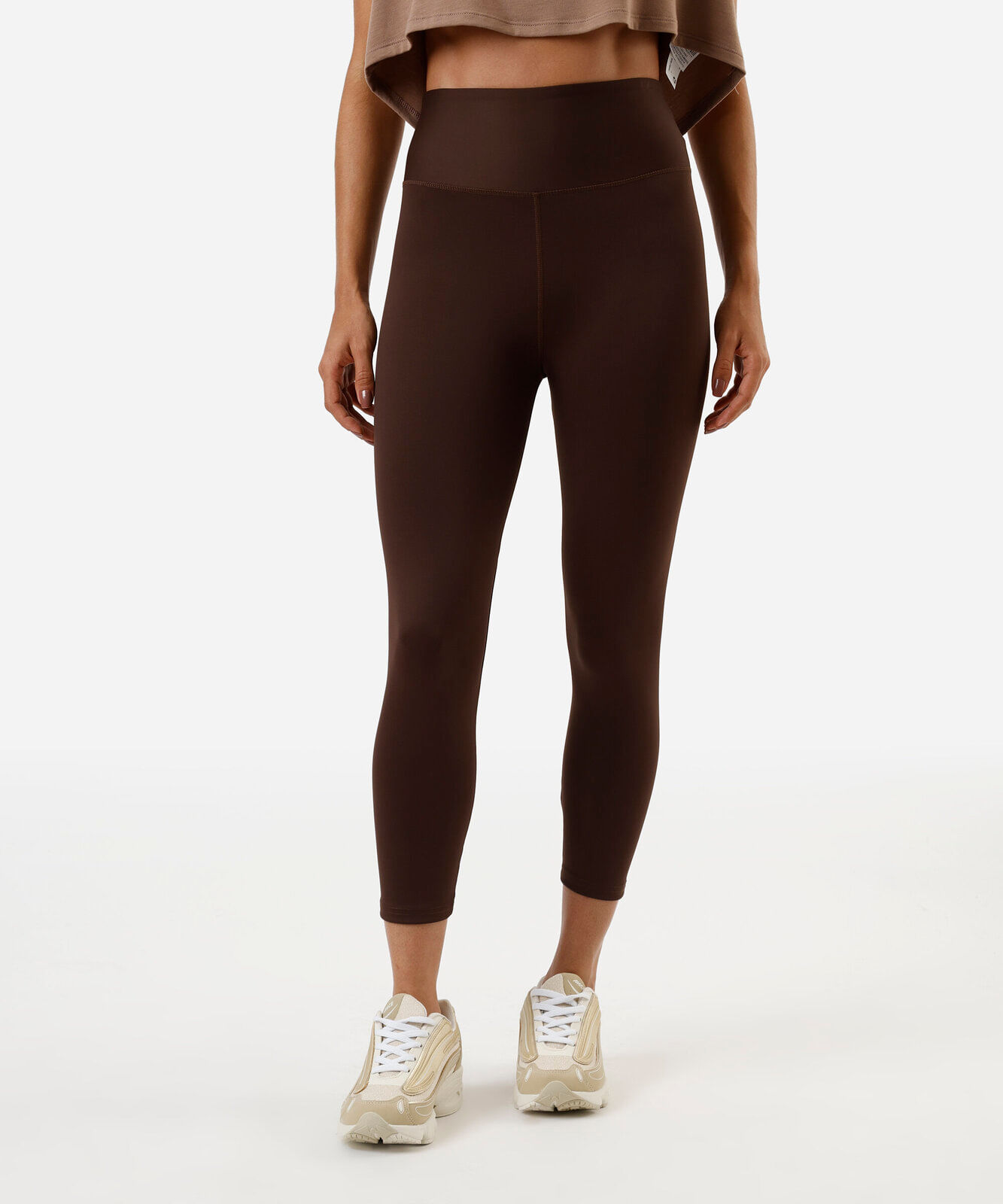 calça legging esportiva cós anatômico marrom