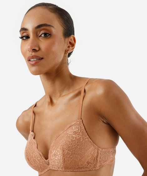 sutiã triângulo com bojo renda marrom