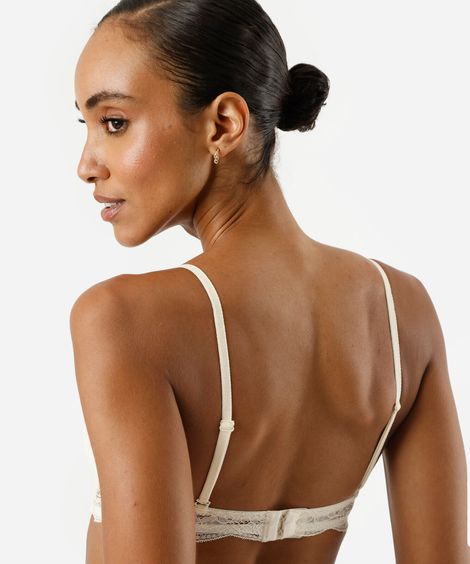 sutiã triângulo com bojo renda bege