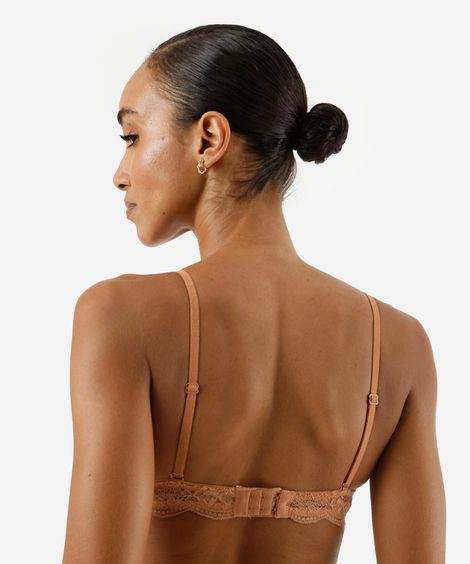 sutiã triângulo com bojo renda marrom