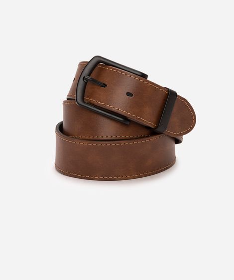 cinto de poliuretano com fivela marrom médio