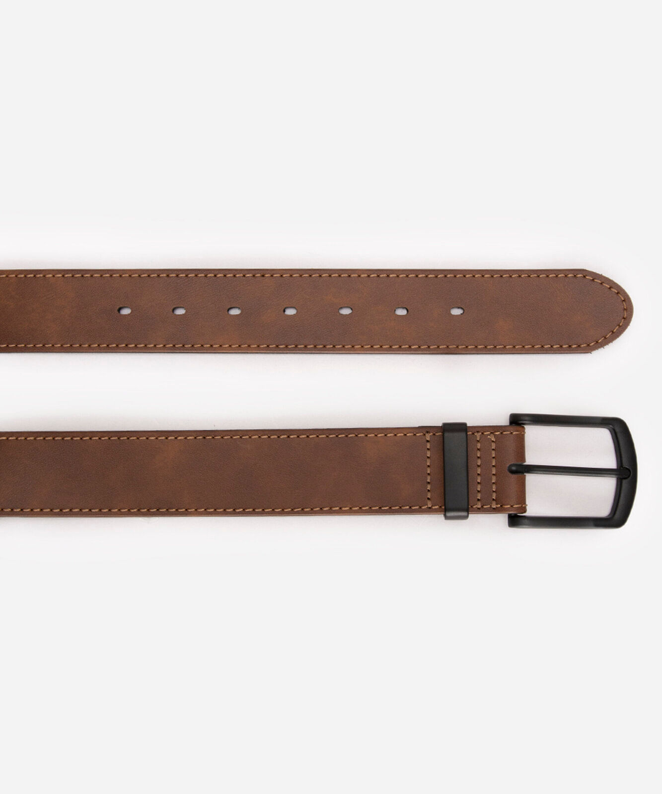 cinto de poliuretano com fivela marrom médio