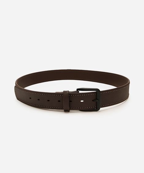 cinto de pu com fivela arredondada marrom