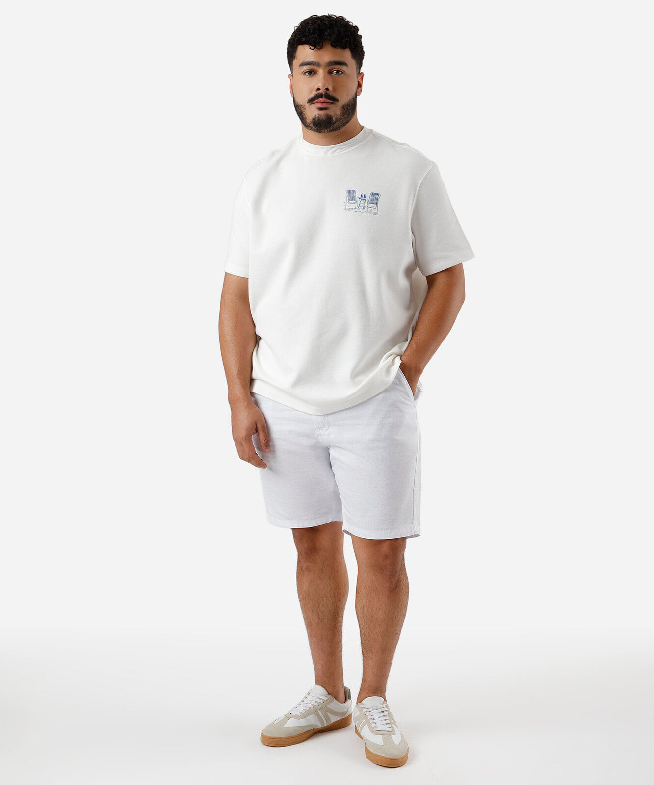 bermuda masculina plus size com cordão branca