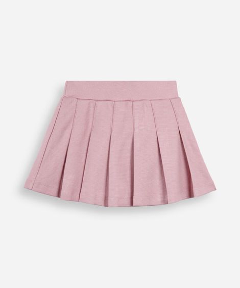 saia infantil malha plissada rosa