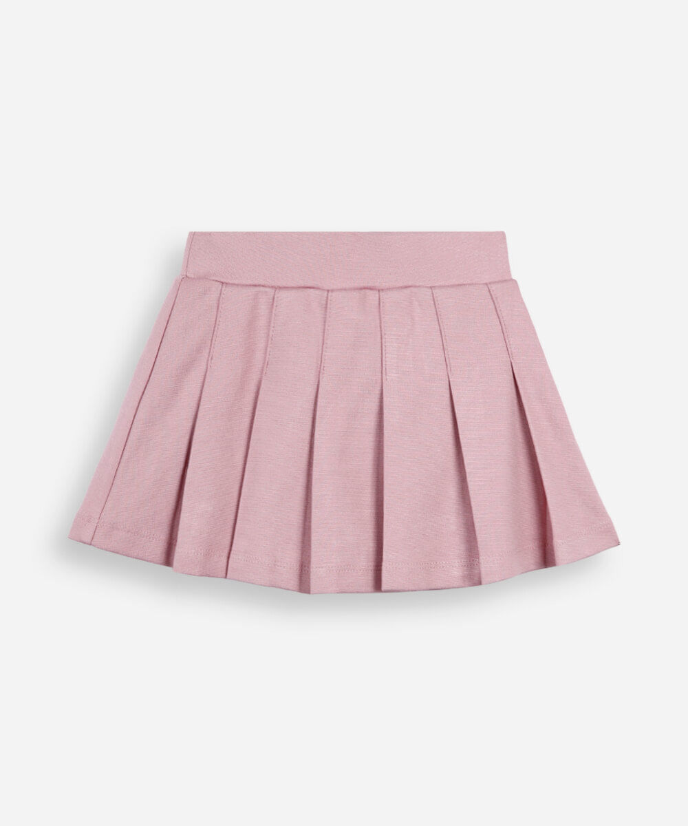 saia infantil malha plissada rosa