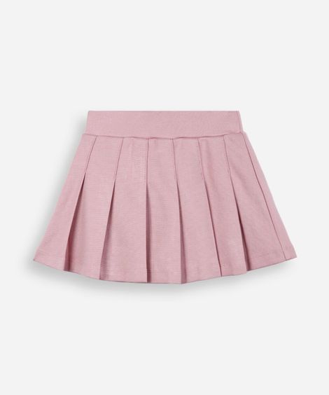 saia infantil malha plissada rosa