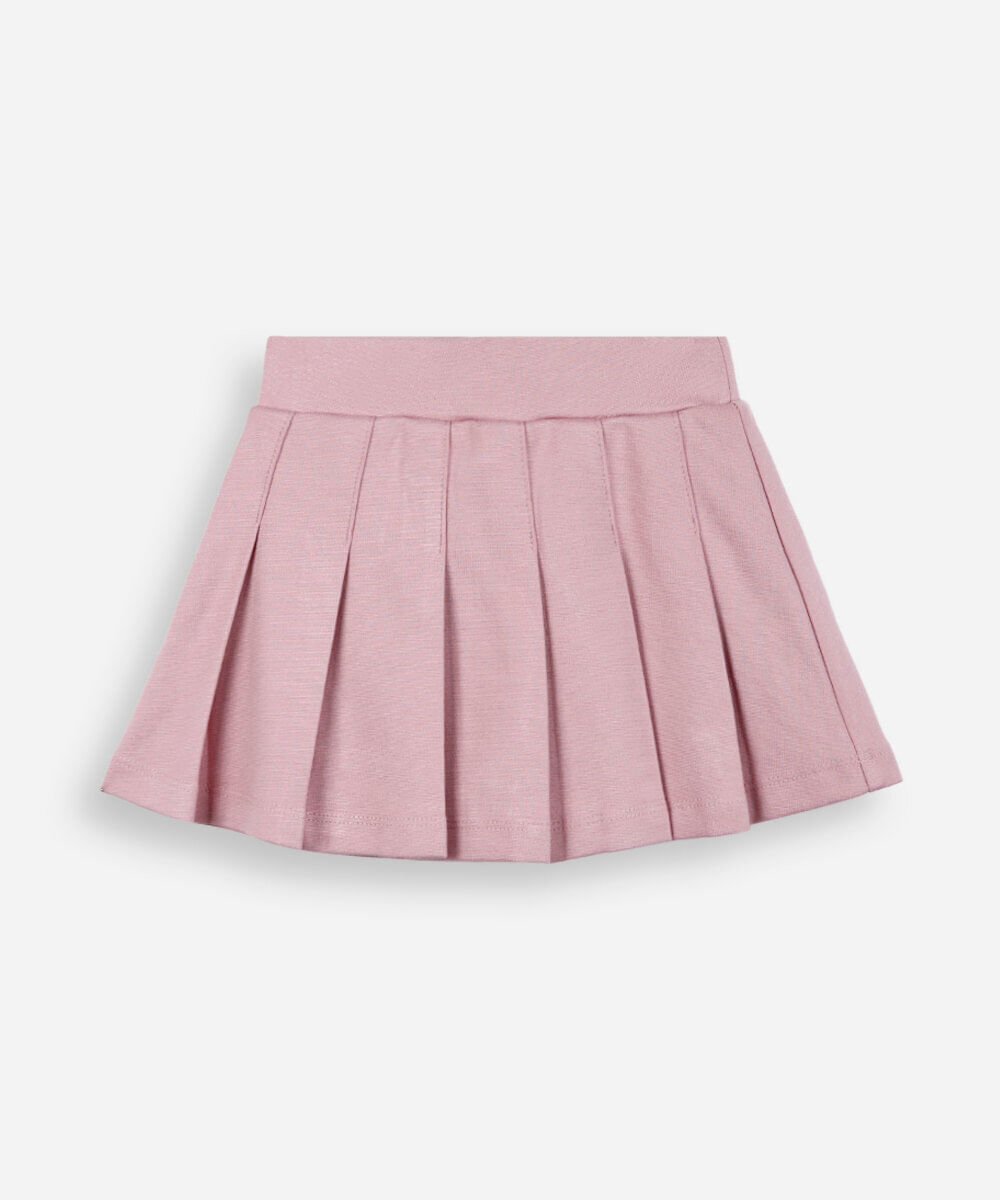 saia infantil malha plissada rosa