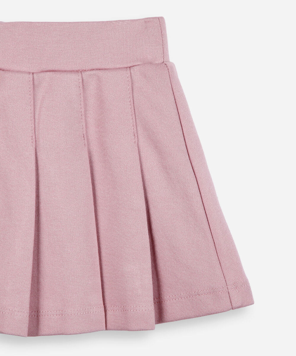 saia infantil malha plissada rosa