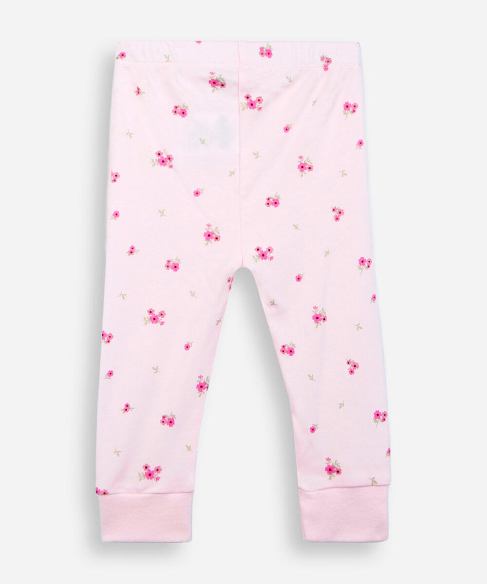 conjunto longo infantil com body floral rosa