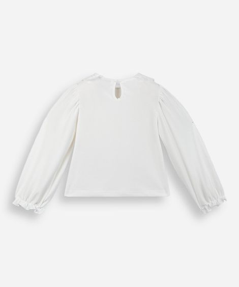 blusa infantil gola em laise texturizada  off white