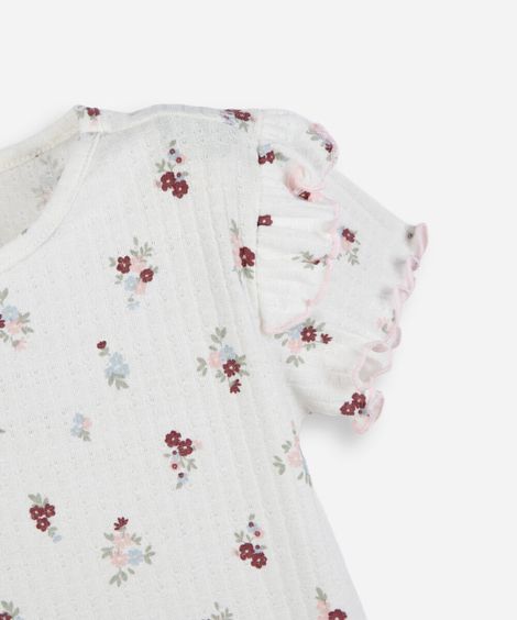 pijama curto infantil floral off white