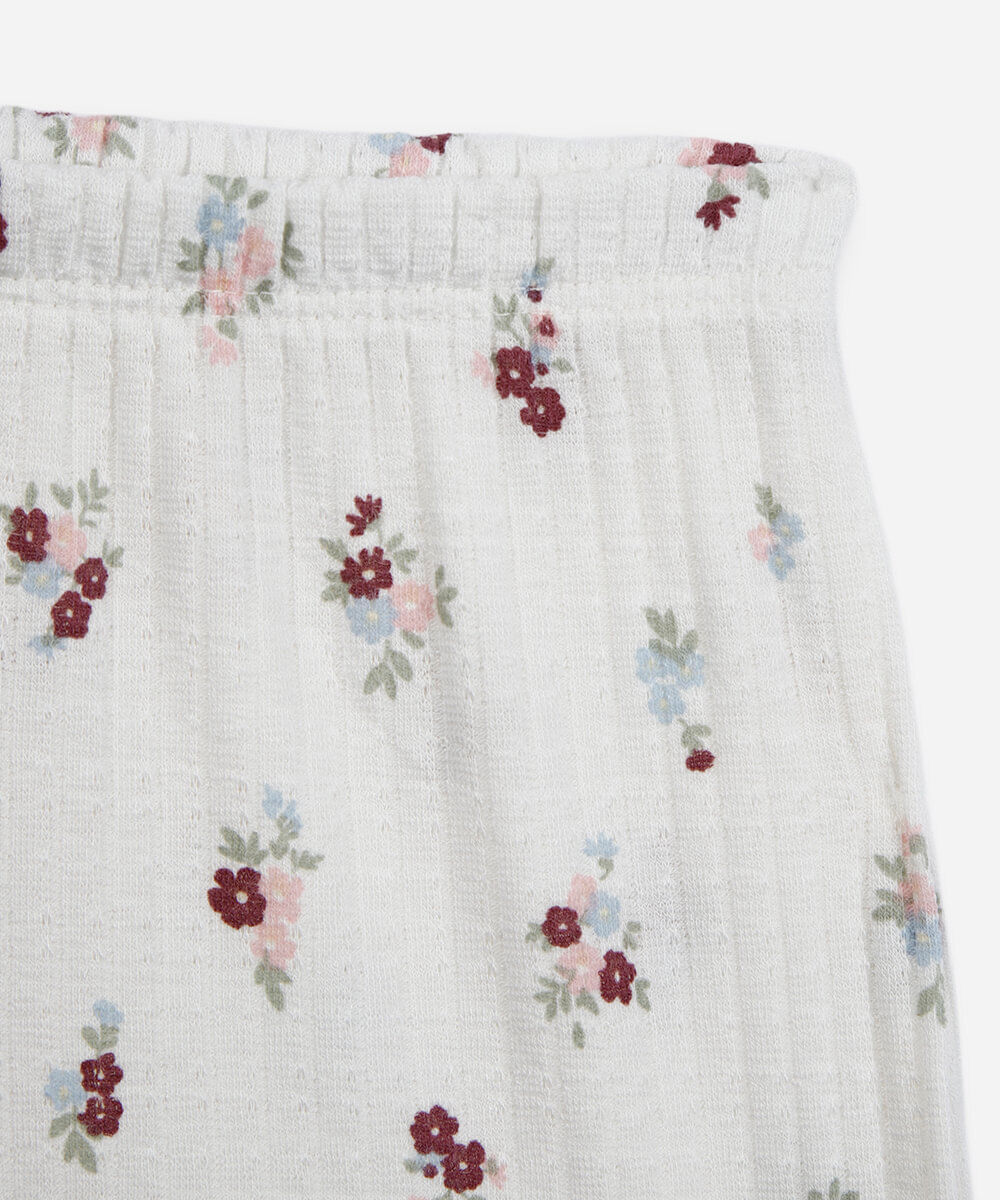 pijama curto infantil floral off white