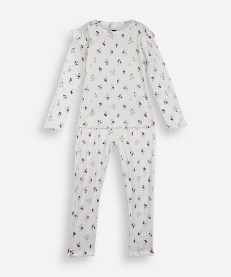 pijama infantil de manga longa liberty off white