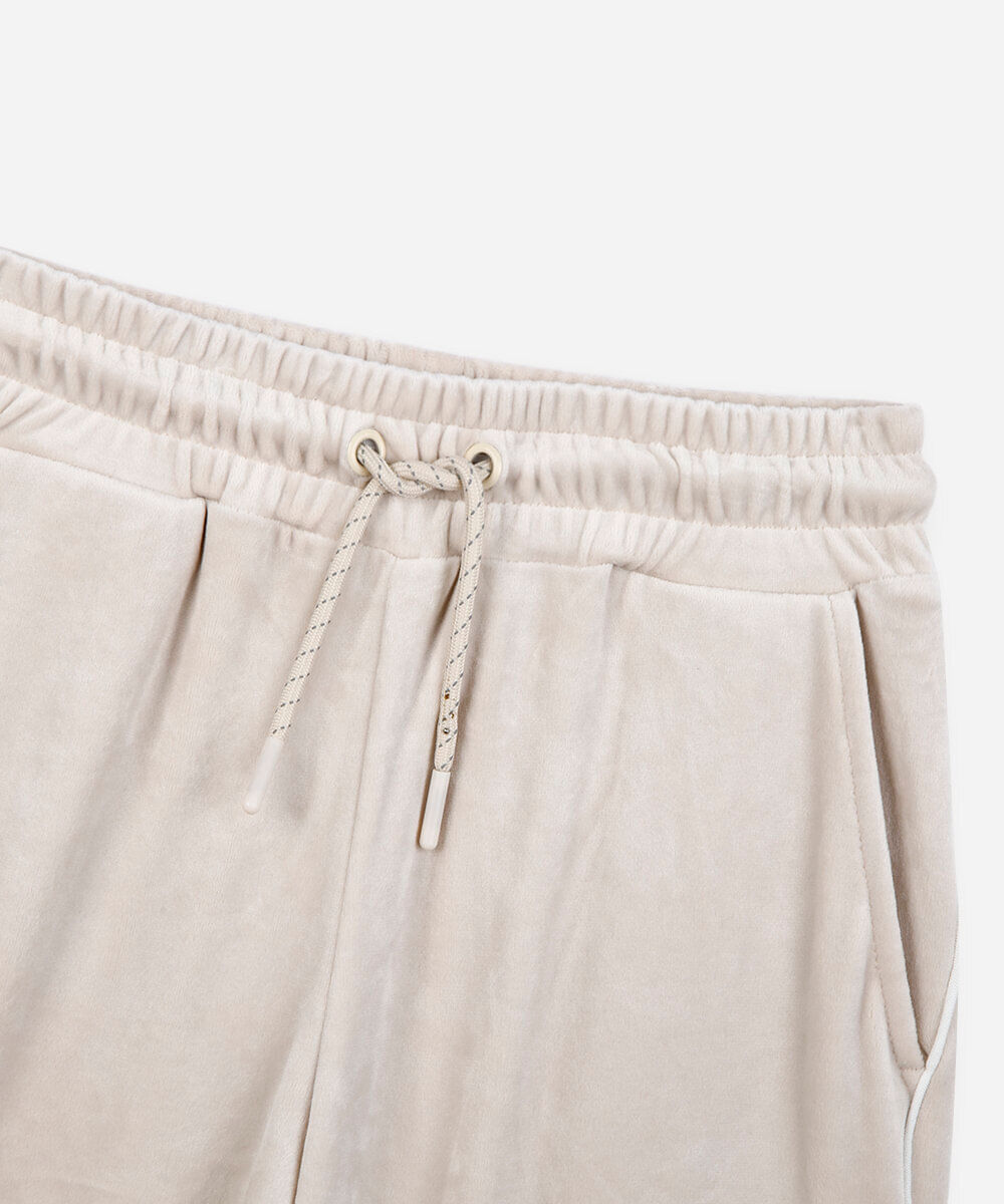 calça jogger de plush infantil com vervura bege