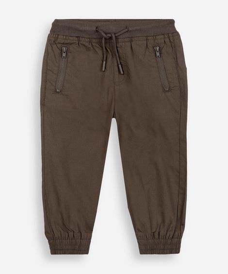 calça jogger de sarja infantil marrom