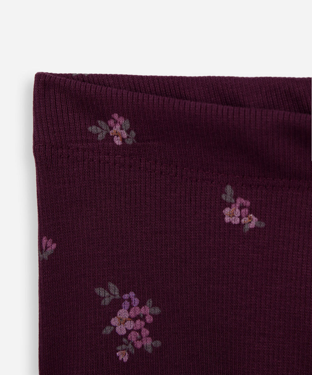 conjunto infantil de moletom floral vinho