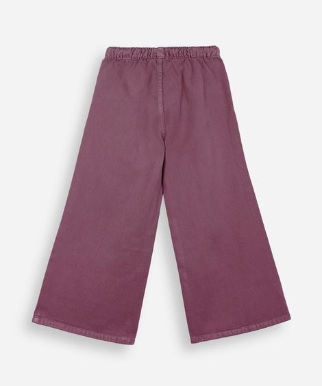 calça wide leg estilo pijama infantil de sarja roxo