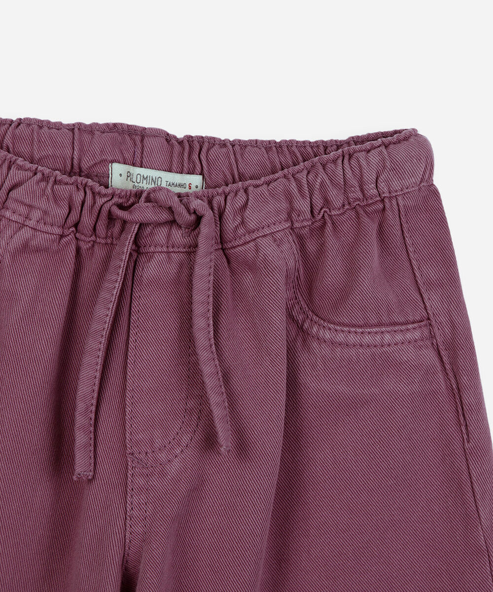 calça wide leg estilo pijama infantil de sarja roxo