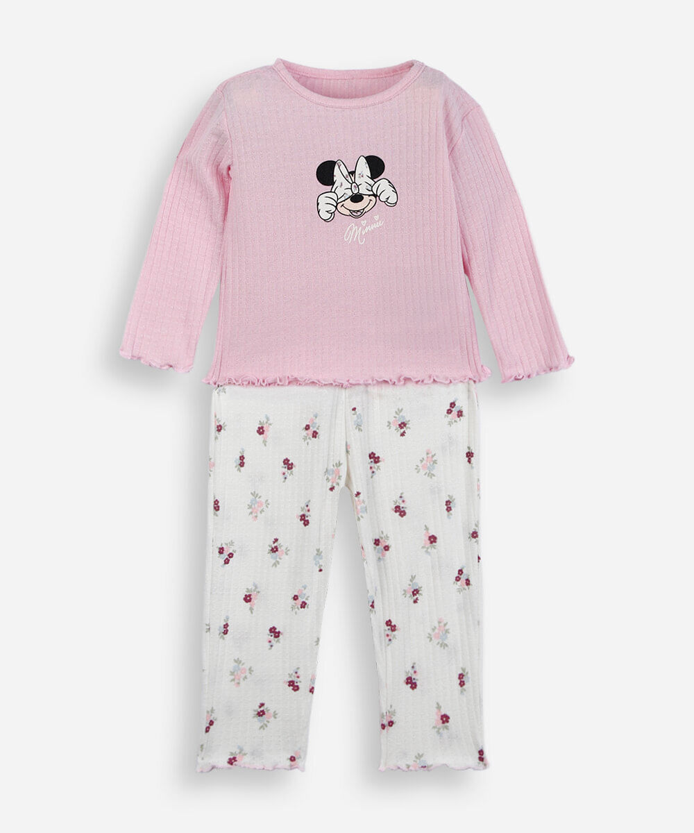 pijama longo infantil minnie rosa