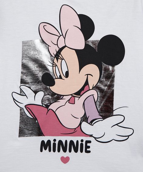 blusa infantil de algodão manga longa minnie off white