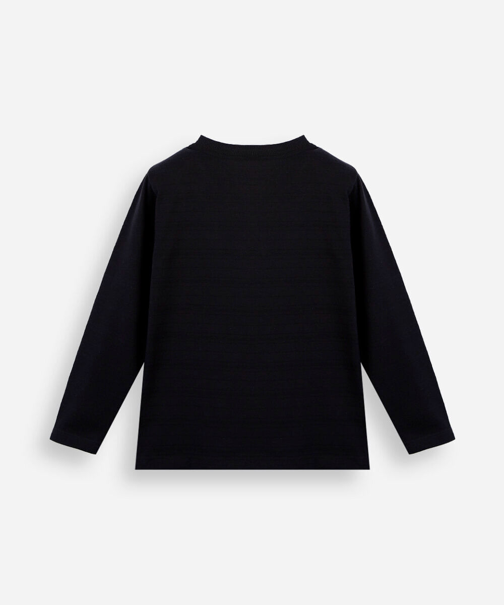 blusa infantil de algodão manga longa natan por aí preta