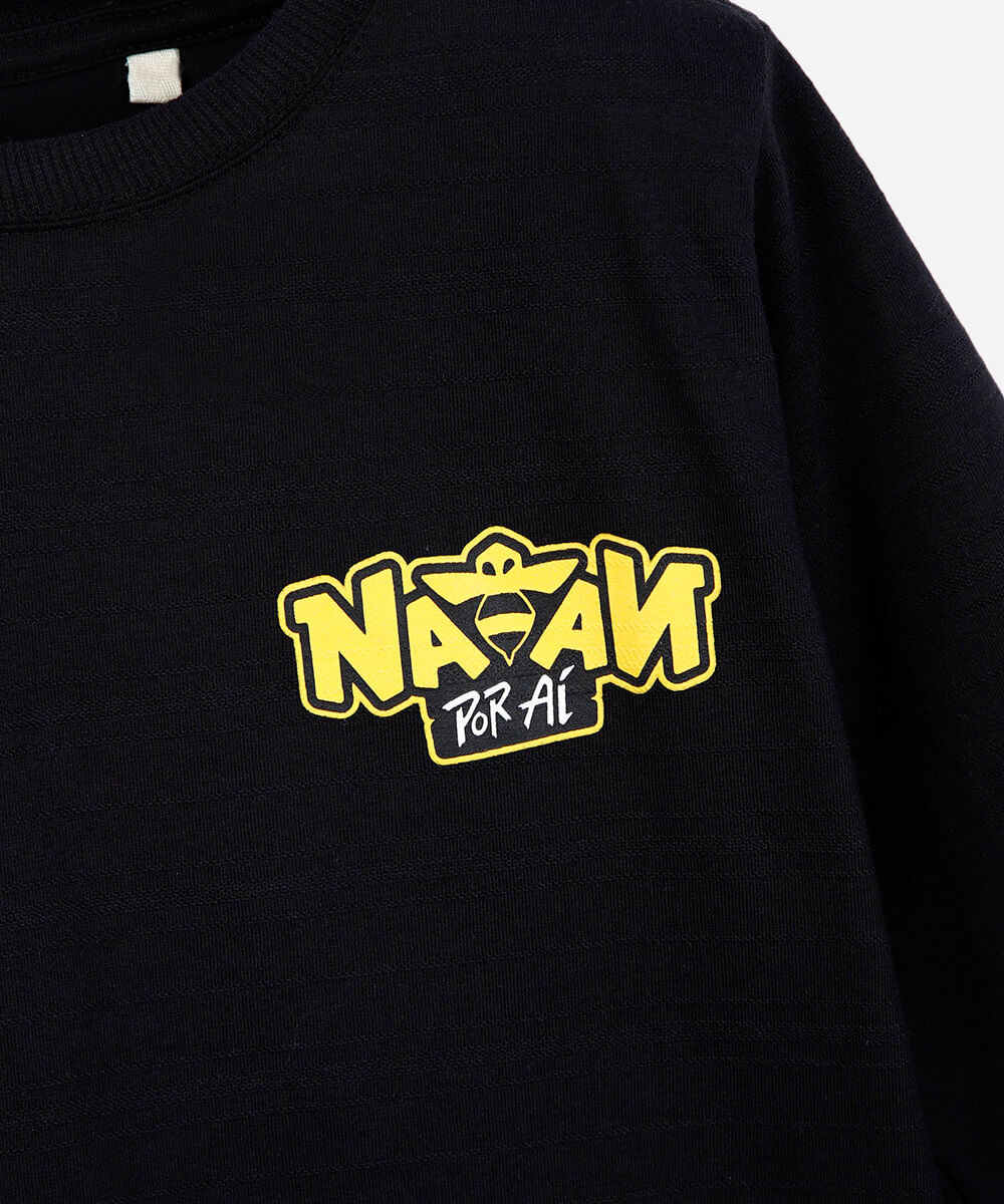 blusa infantil de algodão manga longa natan por aí preta