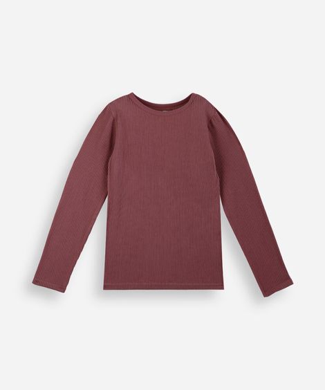 blusa canelada infantil manga longa rosa