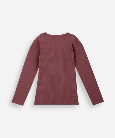 blusa canelada infantil manga longa rosa