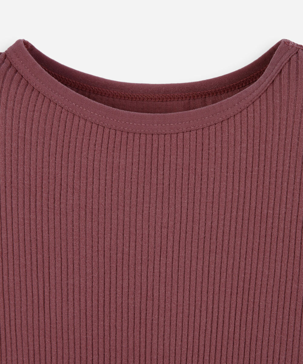 blusa canelada infantil manga longa rosa