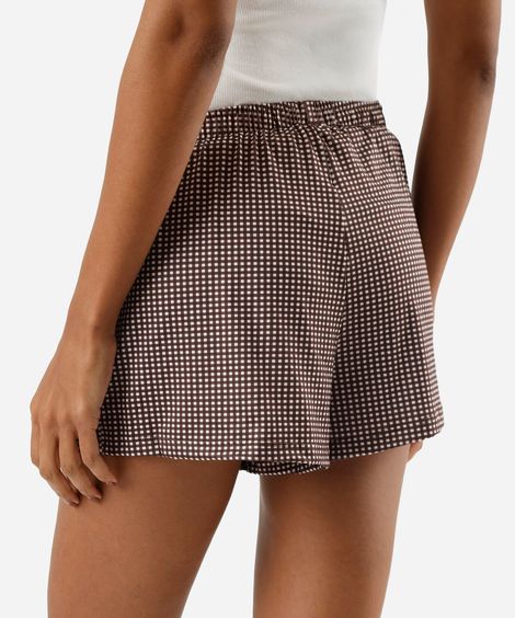 short de pijama avulso feminino xadrez marrom