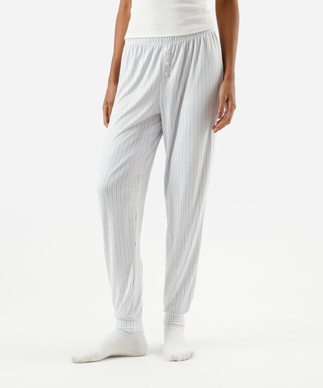 calça de pijama avulsa feminina listrada azul