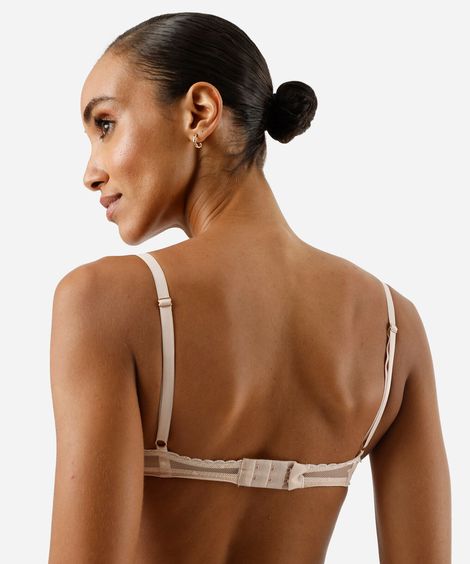 sutiã meia taça feminino de renda floral rosa