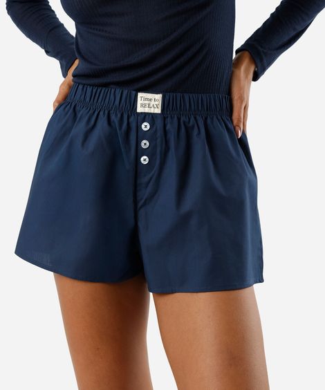 short de pijama avulso feminino boxer azul