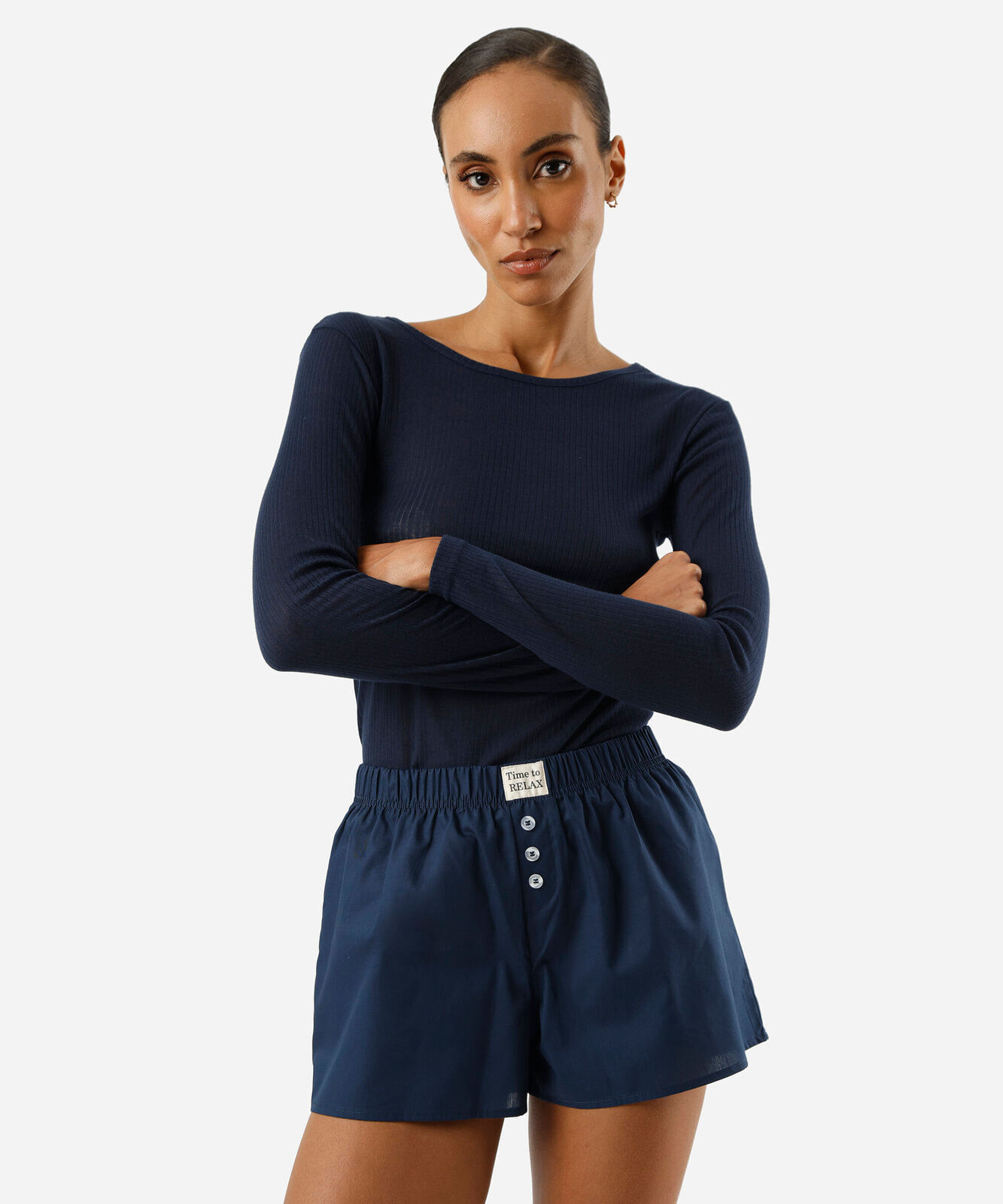 short de pijama avulso feminino boxer azul