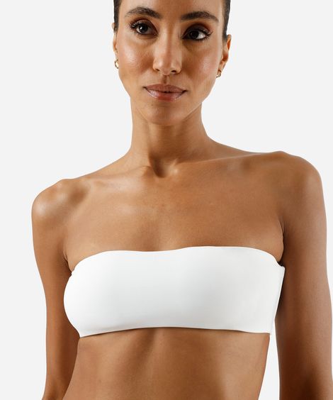 sutiã faixa feminino com bojo removível off white