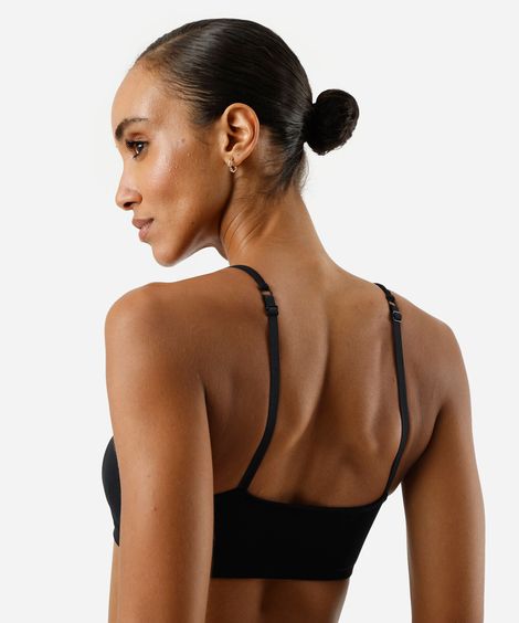 sutiã faixa feminino com bojo removível  preto