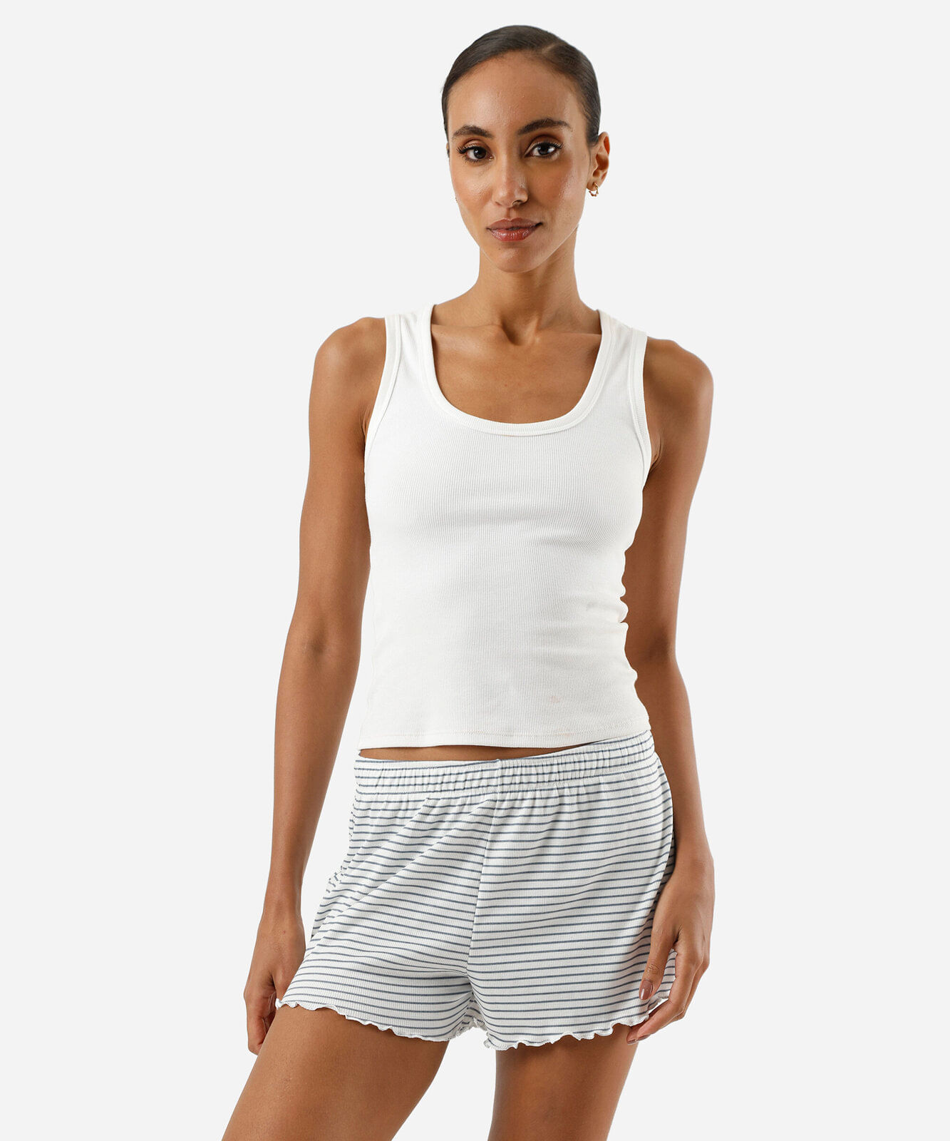 short de pijama avulso feminino listrado azul