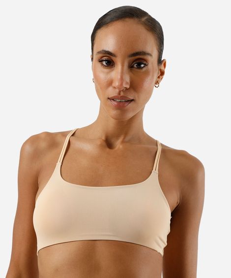 sutiã faixa feminino com bojo removível bege