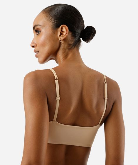 sutiã faixa feminino com bojo removível bege