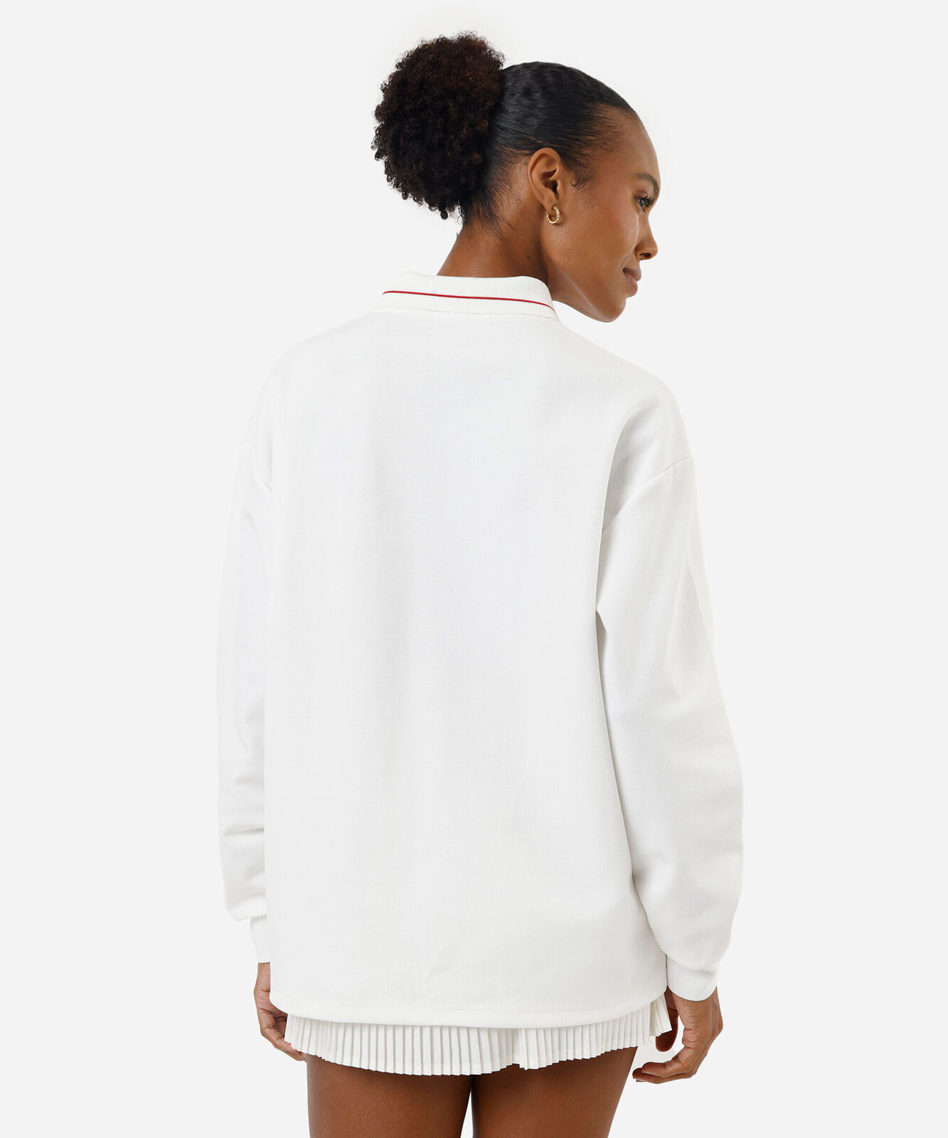blusão feminino com algodão e gola bordado esportivo branco