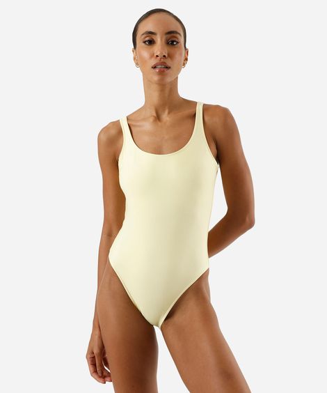 maiô feminino decote redondo amarelo