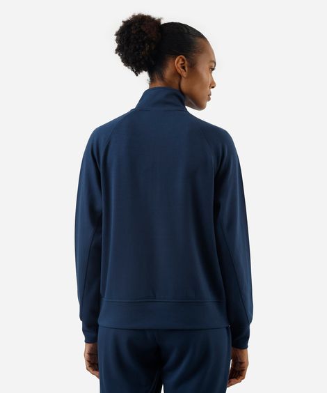 blusão feminino esportivo ace com zíper bolso canguru azul