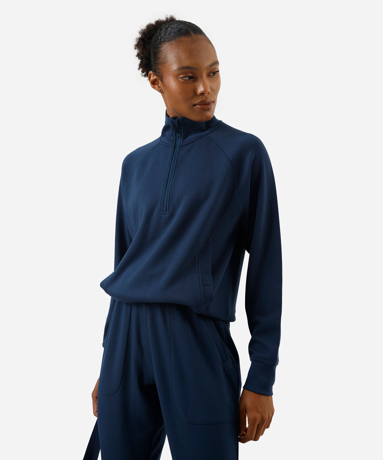 blusão feminino esportivo com zíper bolso canguru azul