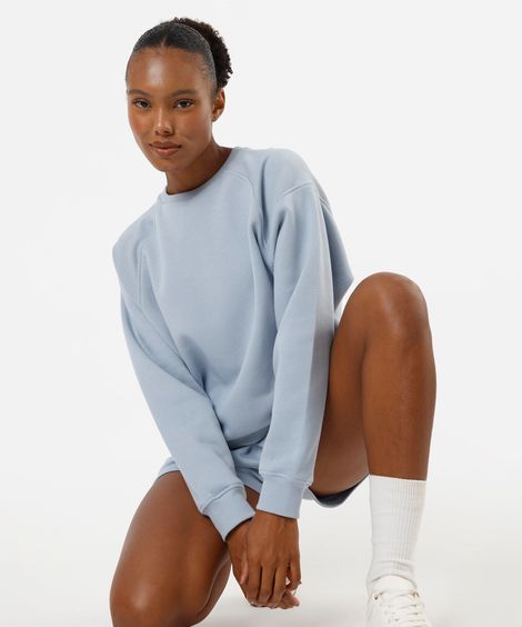 blusão feminino de moletom com recortes esportivo ace azul