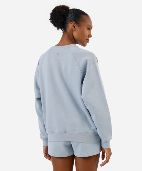 blusão feminino de moletom com recortes esportivo ace azul