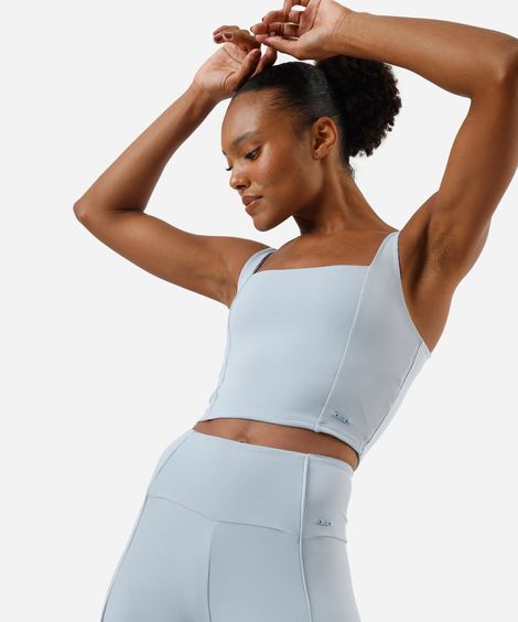 top alongado feminino esportivo ace canelado azul